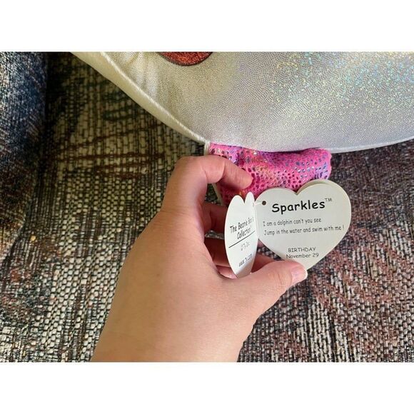 Ty jumbo pink dolphin beanie babie sparkles - Picture 3 of 5